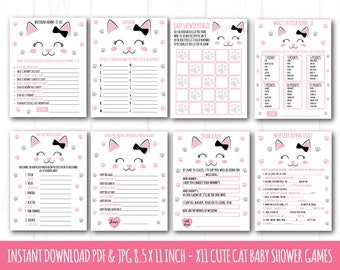 Cat Baby Shower Games, x 11 jpg and pdf - Cat Baby Shower Games, 8.5x11 inch kitty baby shower games, kitten baby shower