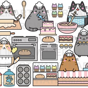 Vector Clipart Kawaii Cat, lindos gatos para hornear, imágenes prediseñadas para hornear, pasteles y gatos, imágenes prediseñadas de gatos, svg, png, uso comercial pequeño