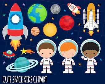 Weltraum Clipart, Astronaut Clipart, Rakete, Weltraum Clipart, Alien Clipart, Planeten Clipart, Scrapbooking,