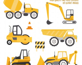 Construction crew clipart, 300dpi transparent png files. For use with birthday cards, invitations, printables