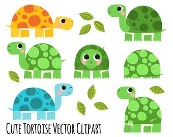 Vector Clipart Reptiles, Tortoise Clipart, Cute Tortoise clipart, Shell clipart, Turtle clipart Instant Download - 300 dpi png and svg