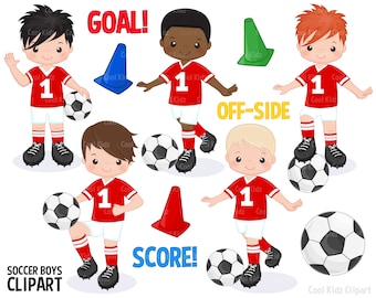 サッカー クリップアート、男の子のサッカー グラフィック、スポーツ クリップアート、フットボール選手のクリップアート、子供のクリップアート、PNG、SVG 商用利用