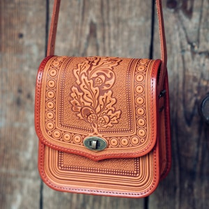 Brown Leather shoulder bag Crossbody Bag leather Handbag Ethnic Bag Messenger Bag Ladies Handbag Women bag Woman Handbag gift image 2