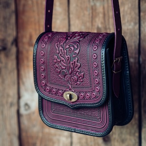 Purple Leather shoulder bag Crossbody Bag leather Handbag Ethnic Bag Messenger Bag Ladies Handbag Women bag Woman Handbag gift image 7