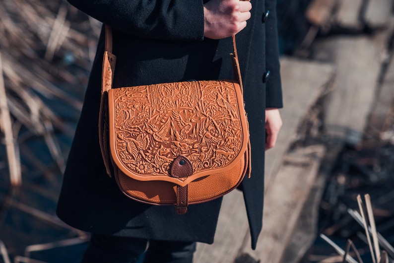 Brown Leather Shoulder Bag Hunting Bag Crossbody Bag Handbag Etsy