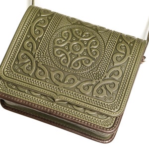 UKRAINIEN Sac à bandoulière en cuir vert Sac à bandoulière en cuir Sac à main en cuir Sac ethnique Sac à main pour femme Sac à main pour femme Sac homme Sac vert unisexe