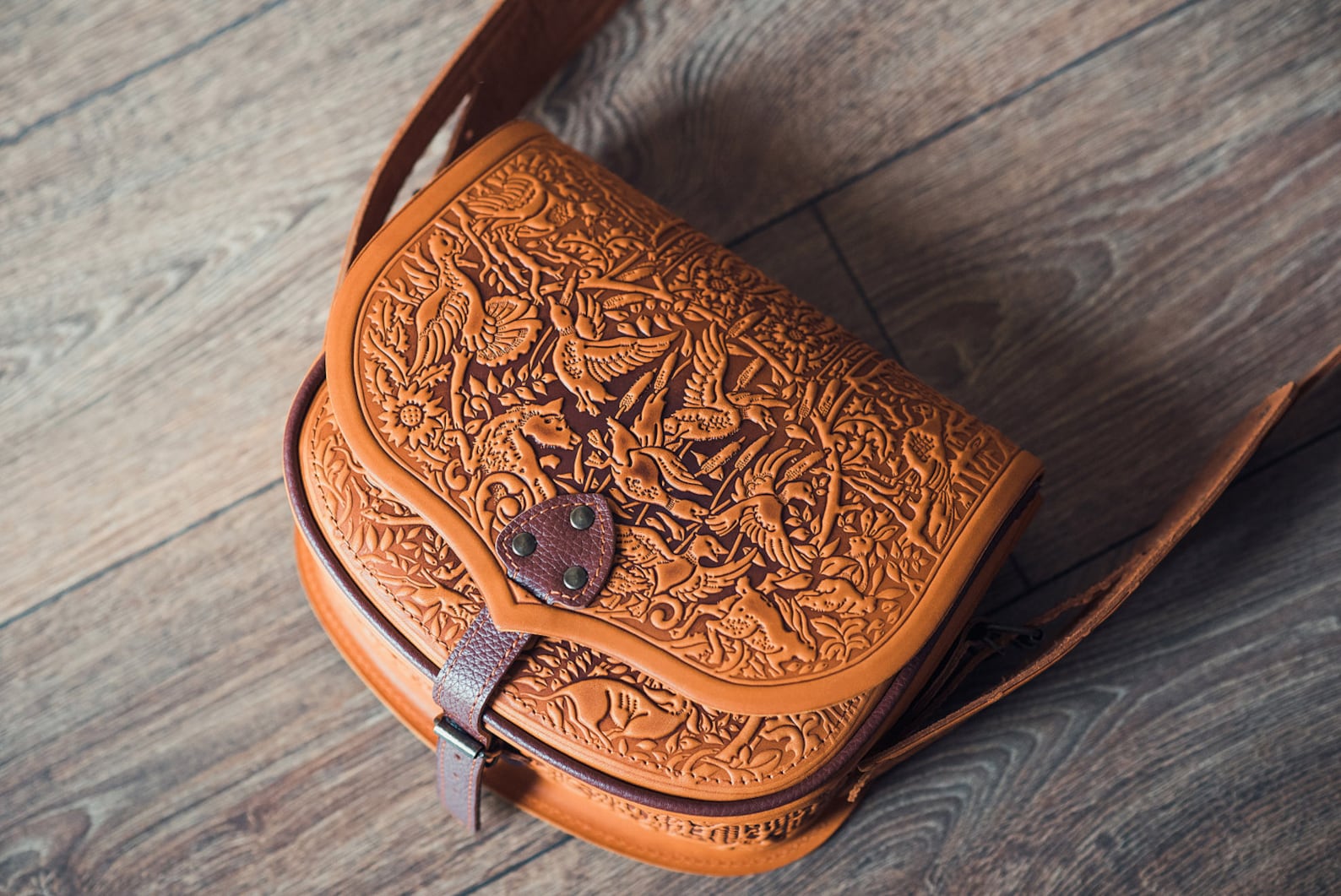 Brown Leather Shoulder Bag Hunting Bag Crossbody Bag Handbag Etsy