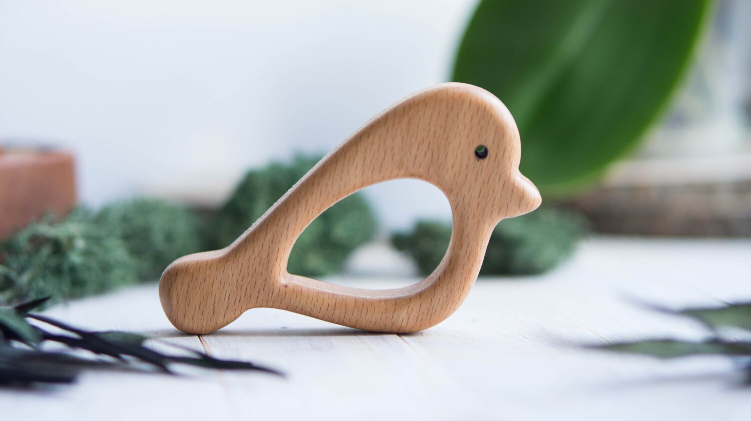 Organic Wooden Teether. Beech Teething Toy. Wooden bird Etsy
