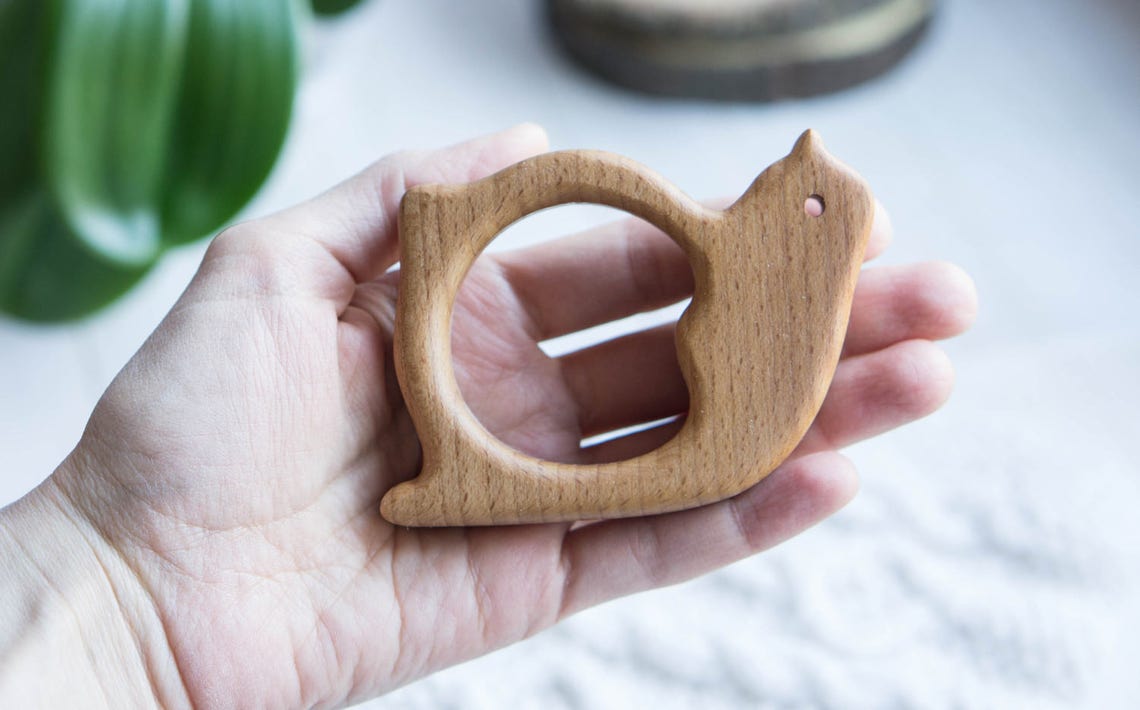 Organic Wooden Teether. Beech Snail Teething Toy. Handcarved Etsy