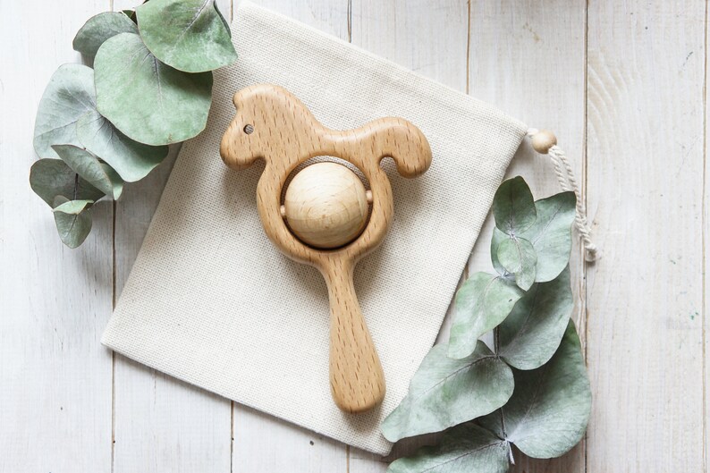 Wooden Rattle Personalized. Teether Toy. Natural Wooden Infant Etsy