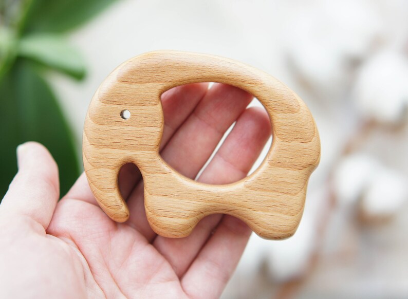 Organic Wooden Teether. Beech Elephant Teething Toy. Etsy