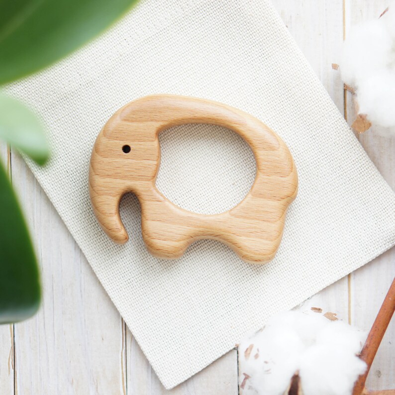 Organic Wooden Teether. Beech Elephant Teething Toy. Etsy