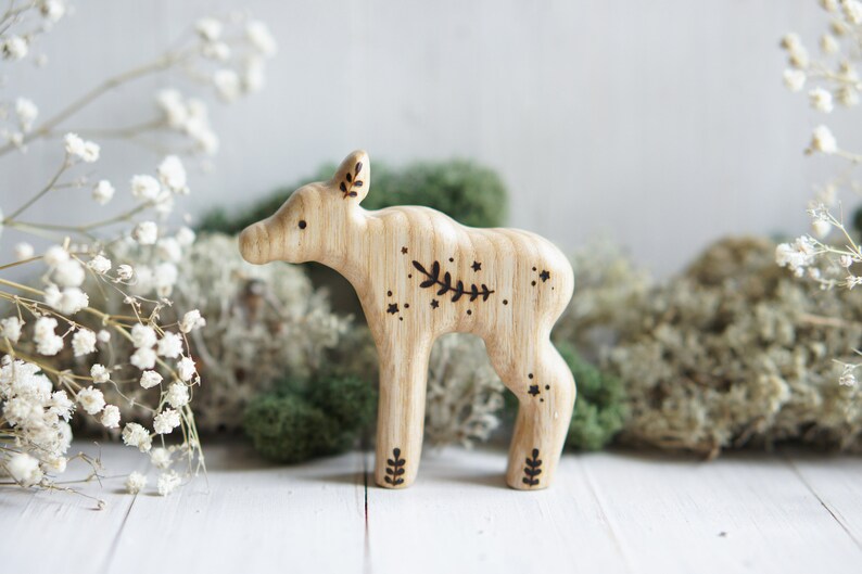 Wooden moose toy family. Wood elk toy. Moose Wooden Figurine. Etsy
