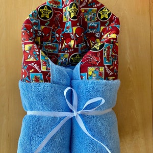 Small or Large Spiderman Hooded Towel for Babies, Toddlers, Kids, Teens and Adults
