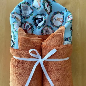 Small or Large Woodland Forest Animals Hooded Towel for Babies, Toddlers, Kids, Teens and Adults