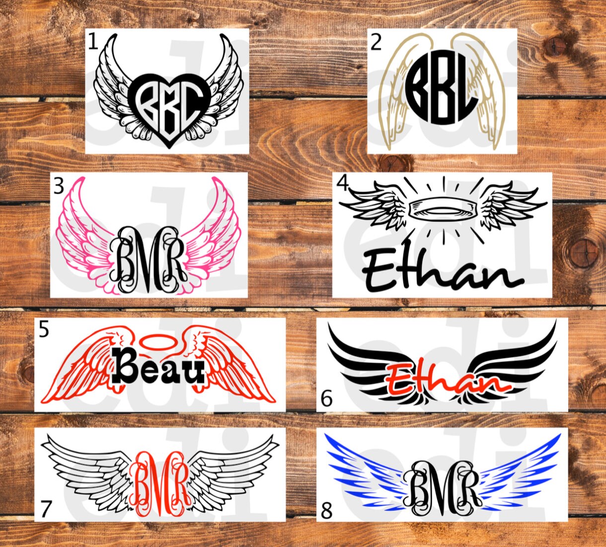 Custom Angel Wing Monogram Decal Personalized Angel Wing Decal Etsy