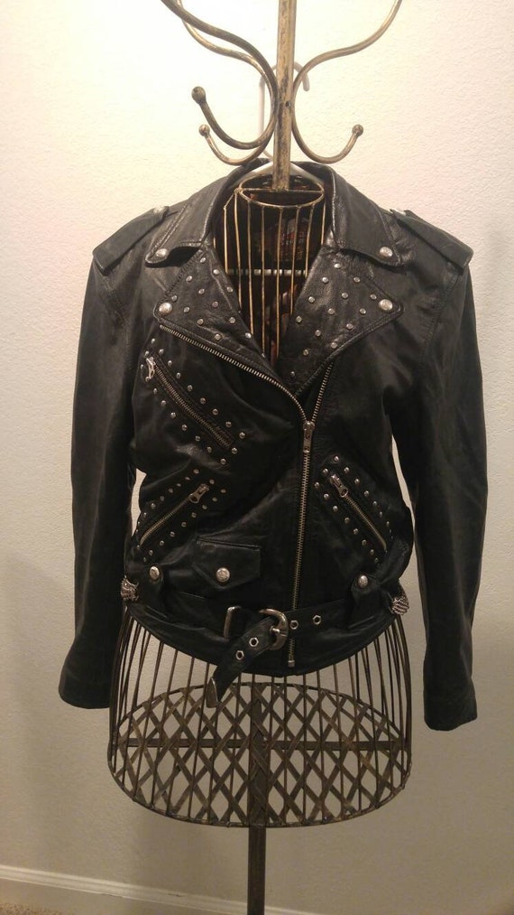 Vintage 1980's Harley Davidson studded leather jac