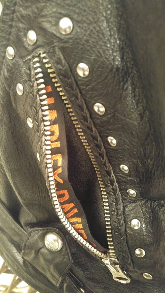 ジャケット・アウター Harley-Davidson Studs Leather Jacket Black Leather Lined HARLEY DAVIDSON Jacket Silver Metal