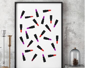 Make up art, Printable, Lipsticks, Pattern, lipstickpattern, There is Always Lipstick, Print, Makeup Print, Lipstick Print, Printable,
