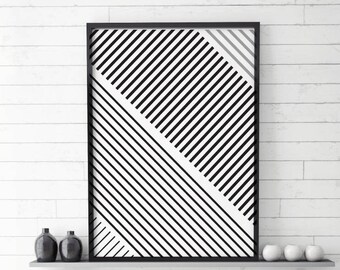 Modern Minimalist, Print Geometric,  Print Scandinavian, Minimal Modern, Black and White Stripe, Stripes, Geometric Print, Geometric Art,