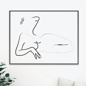 Female figure drawing PRINTABLE, Line art, Female body, Woman body outline, Woman from behind, Sketch wall art, Female nudity poster