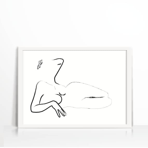 female figure drawing printable line art female body woman body outline woman from behind sketch wall art female nudity poster outline female body