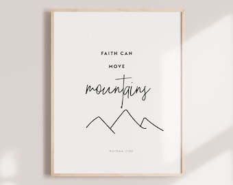 Bible verse wall, Christian Printable, Printable Scripture, Bible, Printable Christian wall art, Matthew 17 20, Matthew, Mountains,