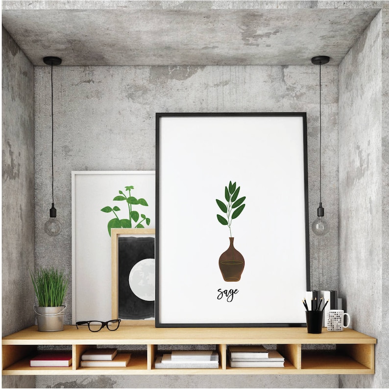 Sage Printable. Kitchen Art. Herbs Kitchen Decor. Natural Etsy