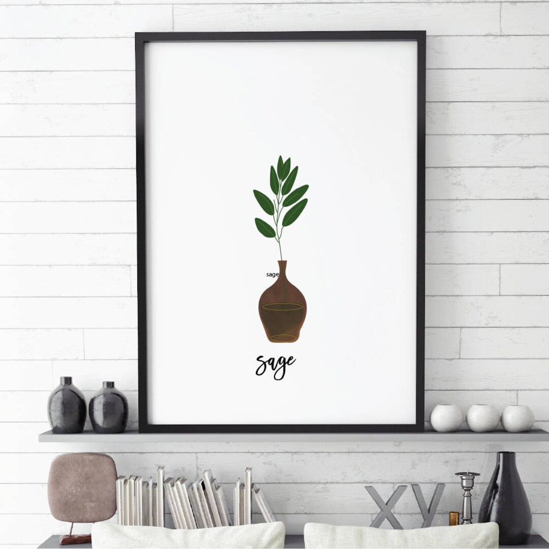 Sage Printable. Kitchen Art. Herbs Kitchen Decor. Natural Etsy