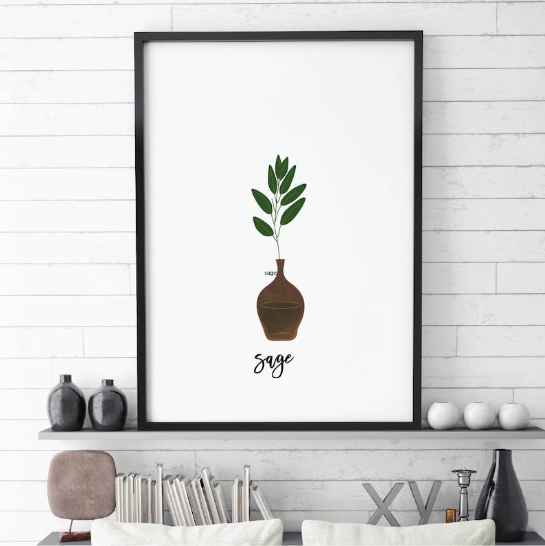 Sage Printable. Kitchen Art. Herbs Kitchen Decor. Natural Etsy