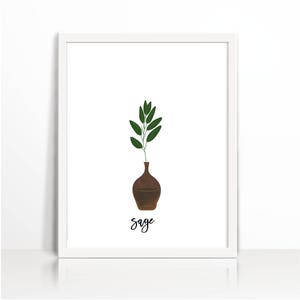Sage Printable. Kitchen Art. Herbs Kitchen Decor. Natural Kitchen Art ...