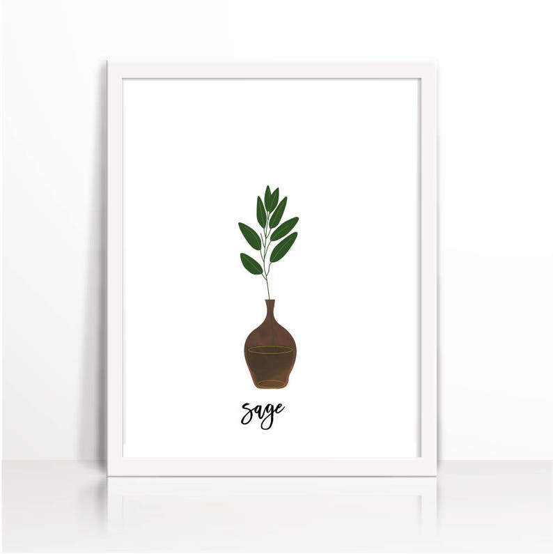 Sage Printable. Kitchen Art. Herbs Kitchen Decor. Natural Etsy