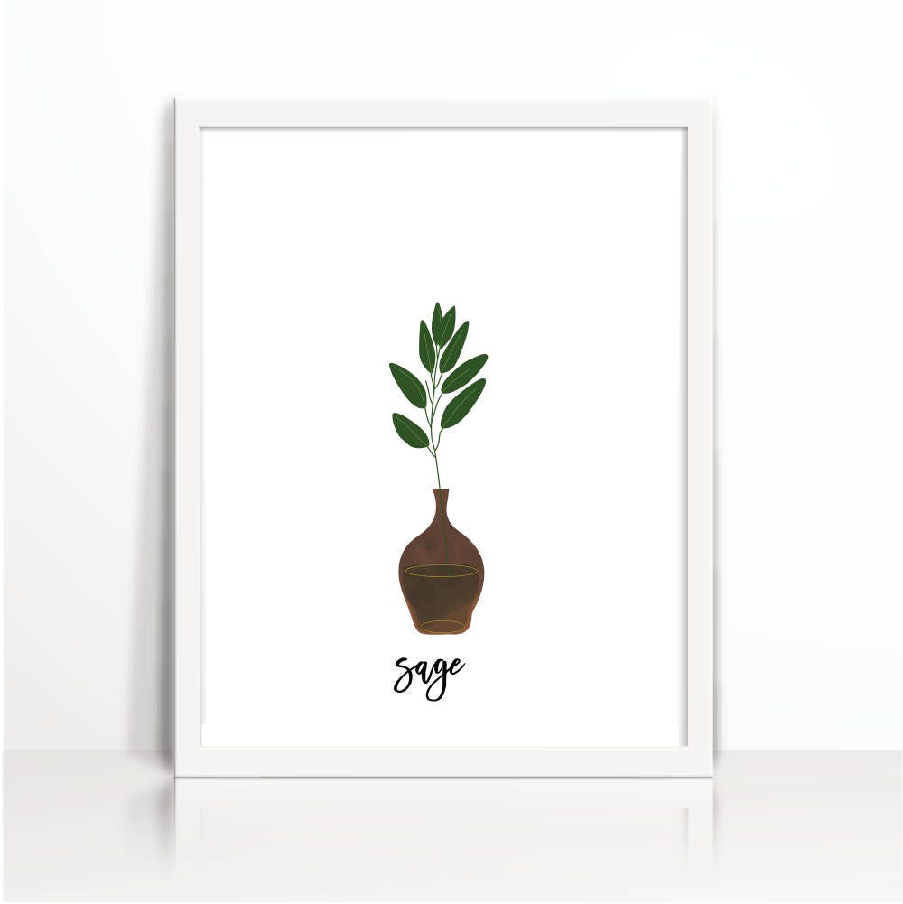 Sage Printable. Kitchen Art. Herbs Kitchen Decor. Natural - Etsy