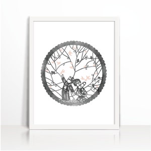 Oosterse Wall Art, lente liefde, Pastel, romantiek, aquarel, Art afdrukbare, Wall Decor, illustratie Art, vogels, aquarel afdrukbare