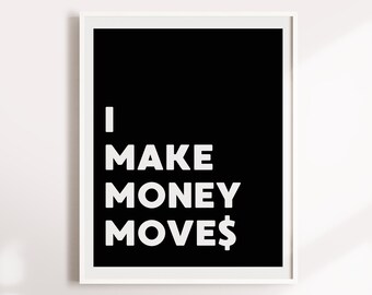 Hip Hop Lyrics, Cardi B, I Make Money Moves, Rap Lyrics, Song Lyrics, Hip Hop Art, Typography, Digital Download, Rap Poster, Printable Art