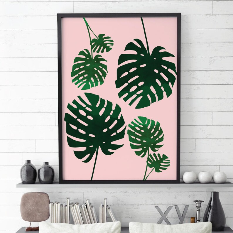 Printable Art Home Decor Scandinavian Modern Monstera Leaf Etsy