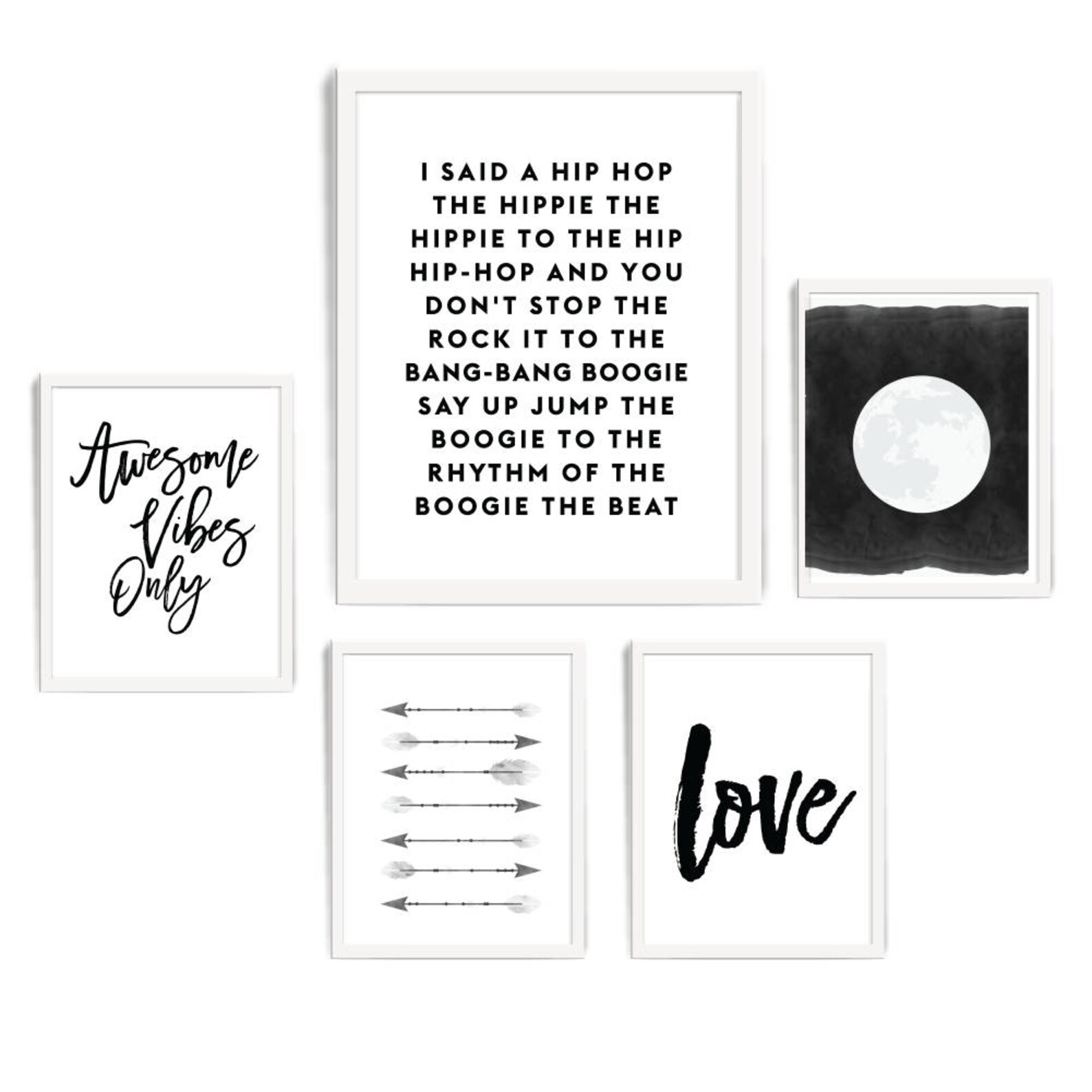 I Said a Hip Hop the Hippie the Hippe Rap Lyrics Quote Art - Etsy