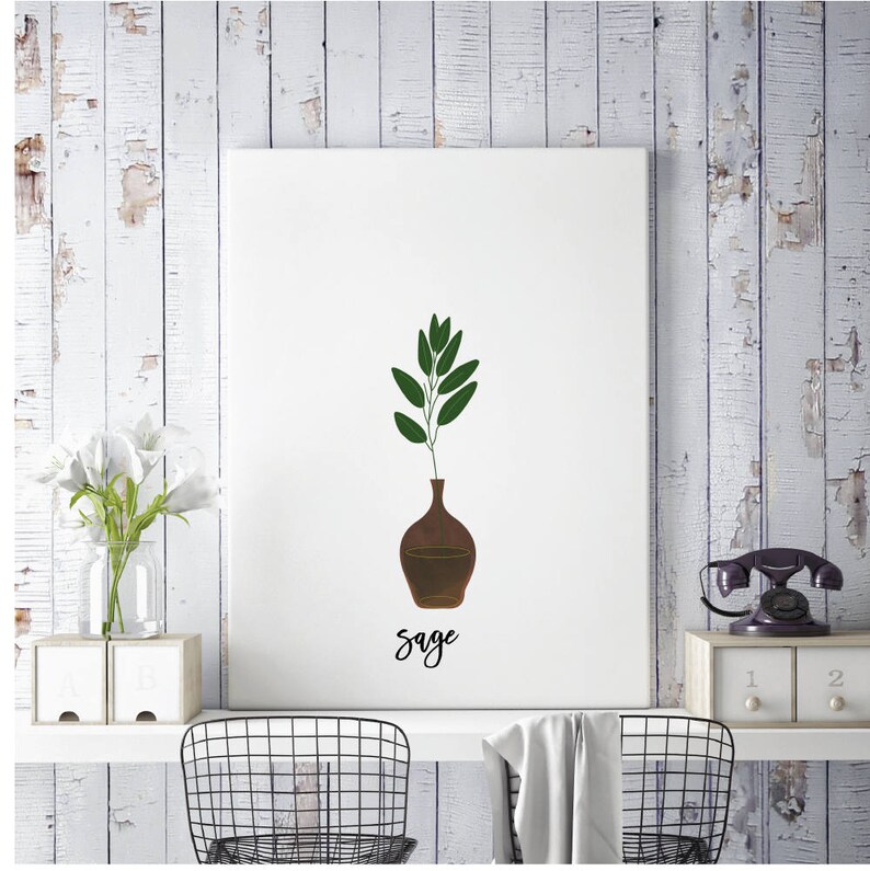 Sage Printable. Kitchen Art. Herbs Kitchen Decor. Natural Etsy