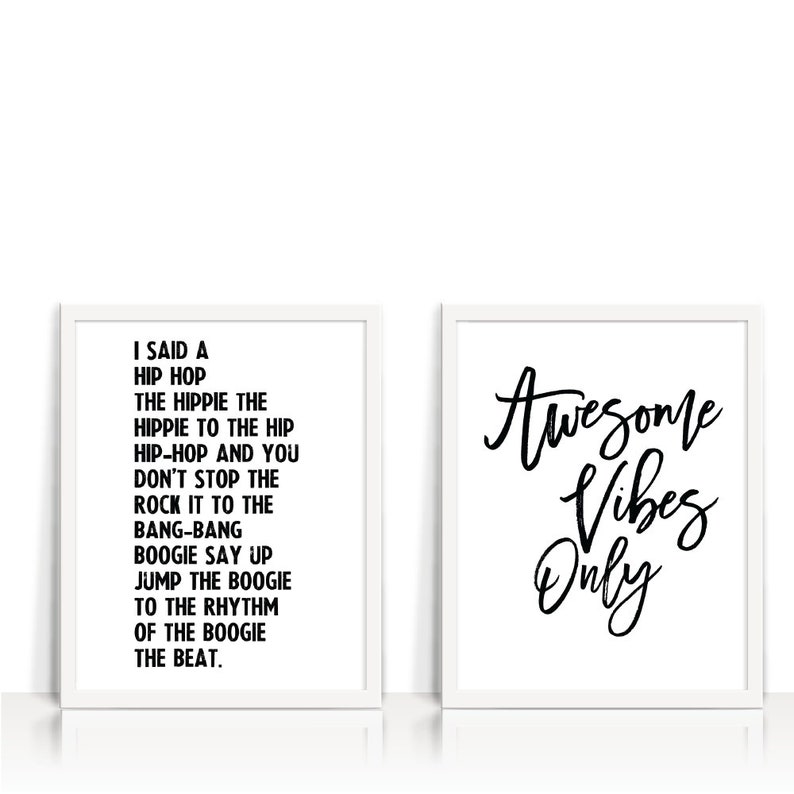 I Said The Hip Hop The Hippie I said a hip hop the hippie the hippe Rap Lyrics Quote Art | Etsy
