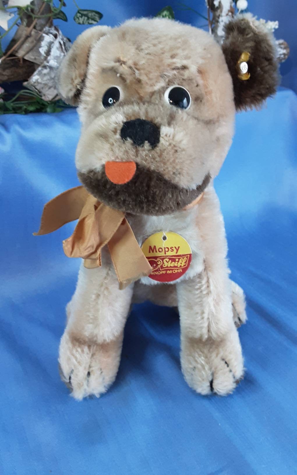 Vintage Steiff dog Mopsy sitting with some ID 22 cm tall Etsy
