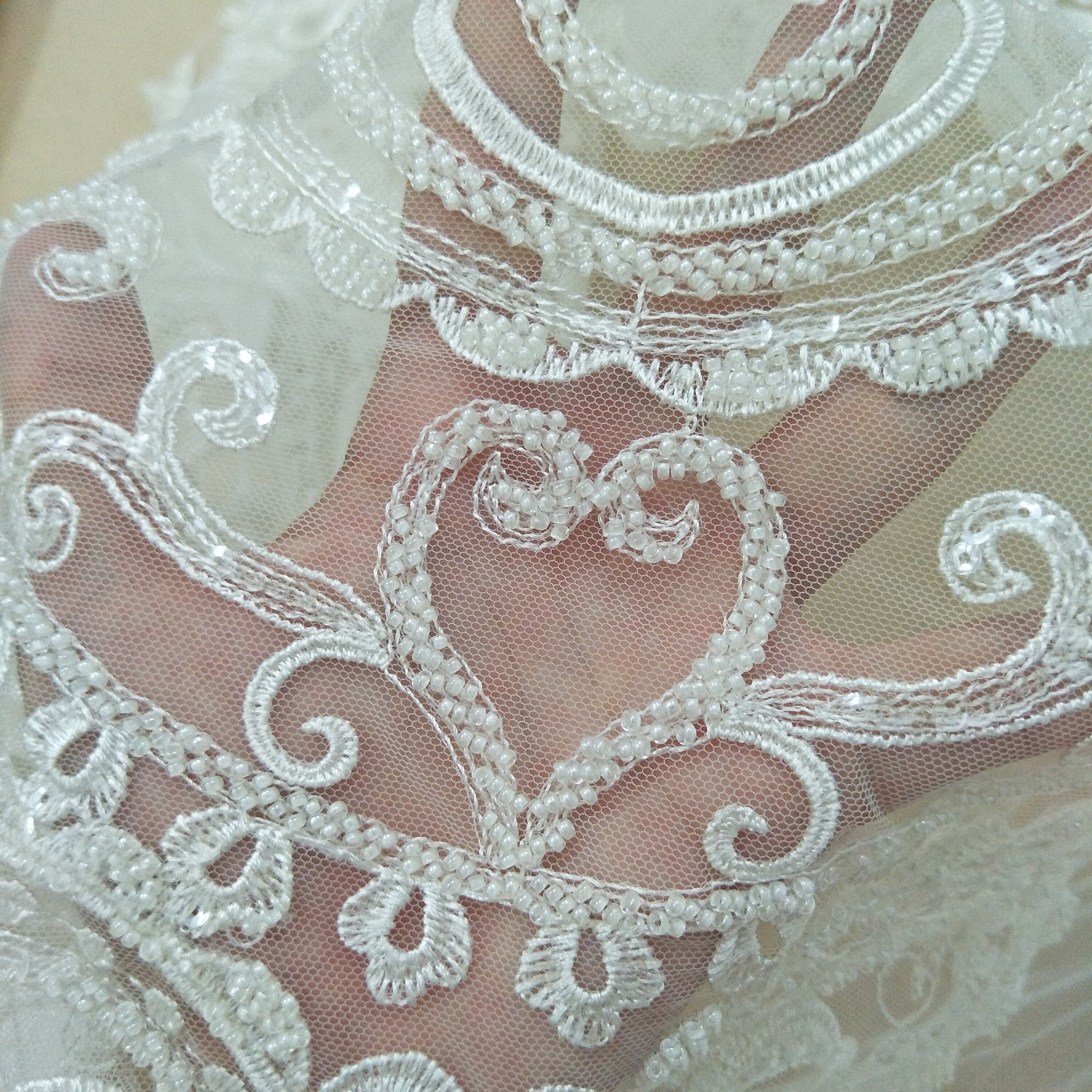 Heavy beading wedding lace beading lace fabric ivory beaded Etsy