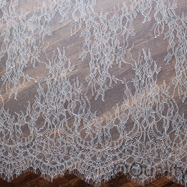 Ivory Chantilly lace fabric 150cm width dress lace eyelash lace worldwide shipping