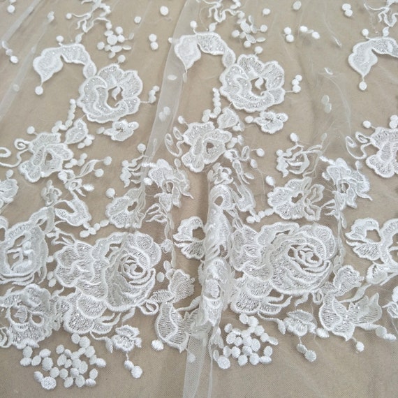 New arrivals fashion wedding dress lace fabric with sequins | Etsy