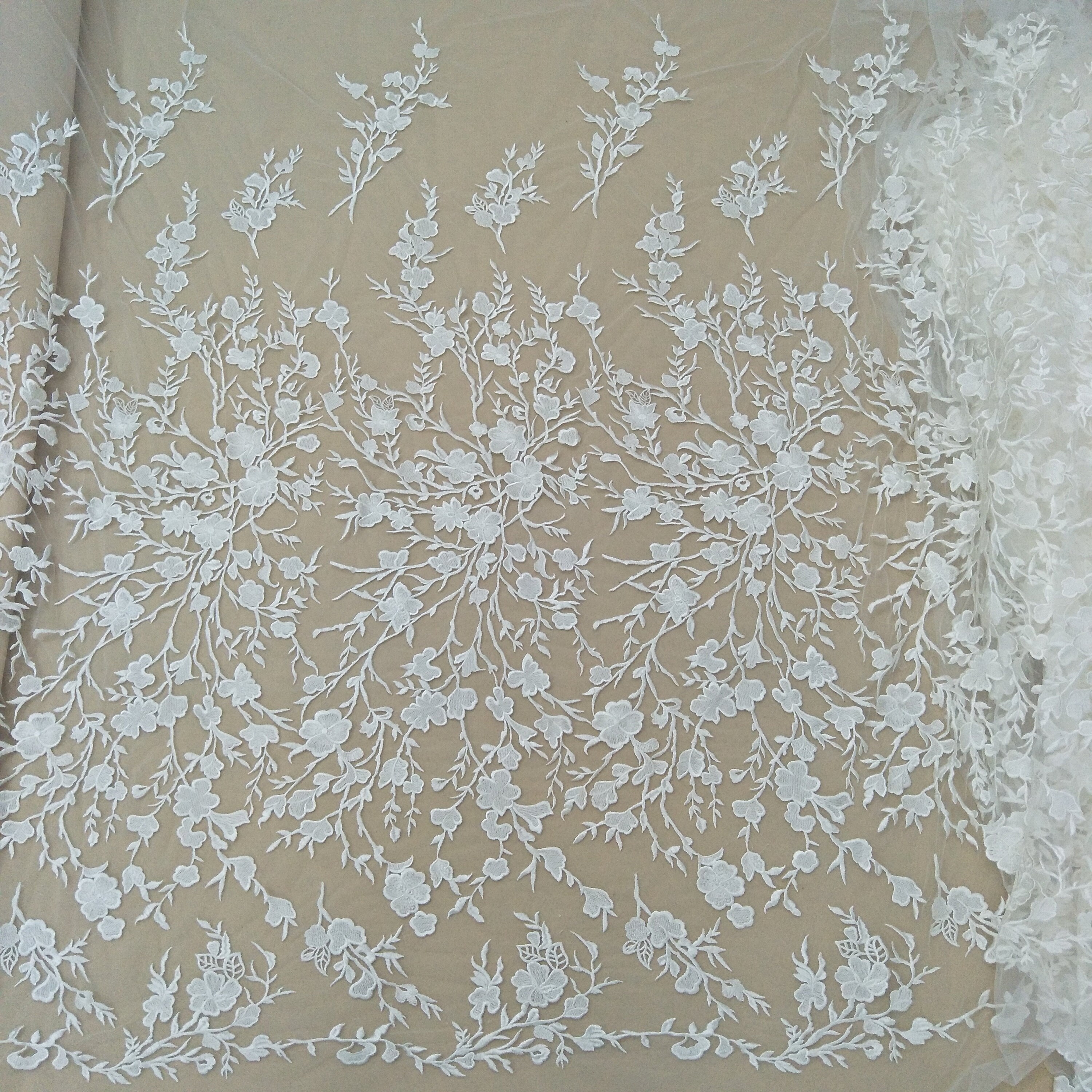 Elegent Rayon embroidery lace fabric organza ivory French lace | Etsy