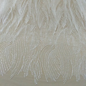 Gown dress accessorires lace fabric with beads and sequins lux lace ivory fabric 130cm width embroidery lace sell by yard image 8