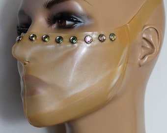 CL Design Latex Ultimate Medical Mask Rhinestones Nurse ergonomic forming Roleplay Fetish Rubber