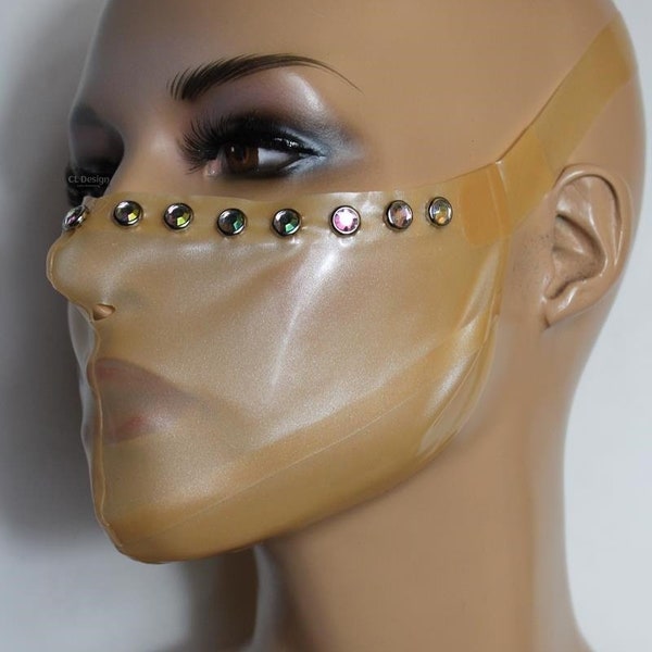 CL Design Latex Ultimate Medical Mask Rhinestones Nurse ergonomic forming Roleplay Fetish Rubber