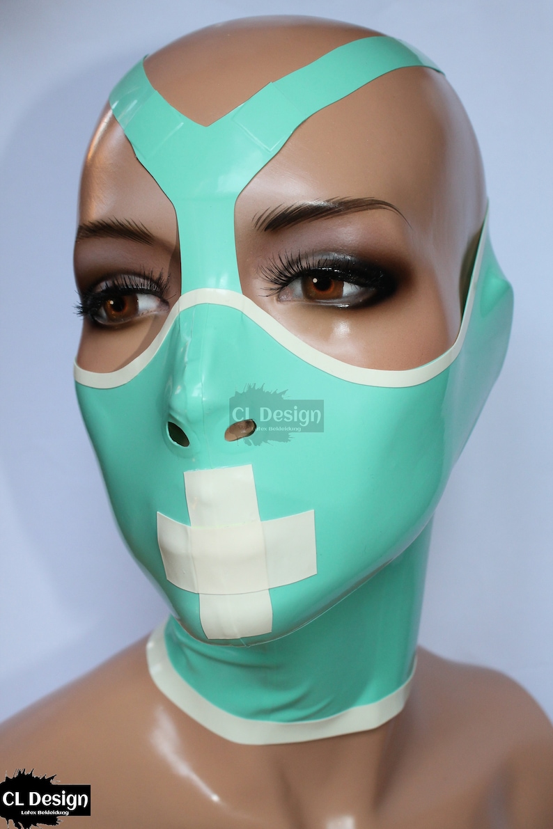 CL Design ladies latex nurse mask for men and women with zipper Fetish Rubber Halfmask