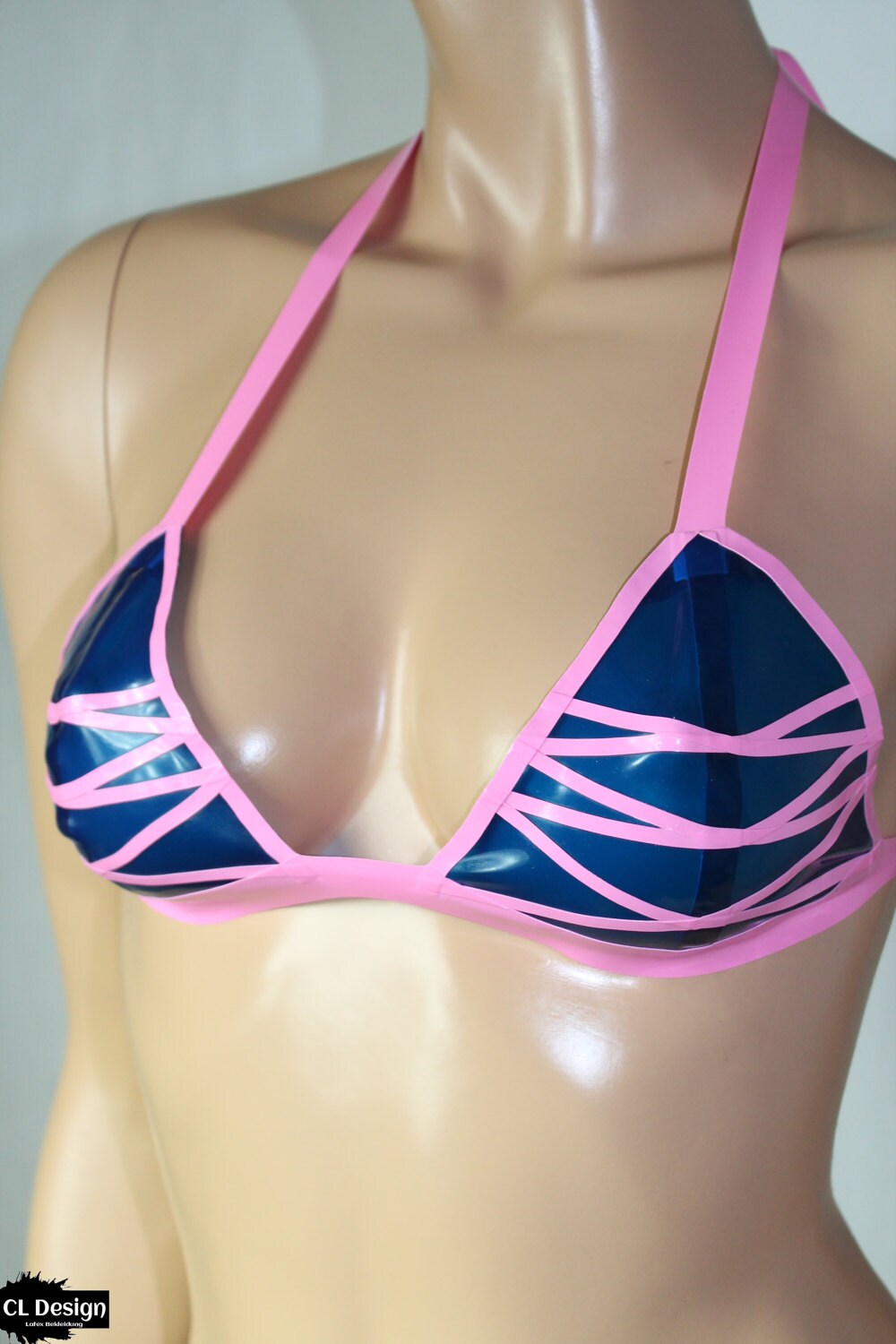 CL Design Lateksowy dół od bikini Przezroczysta sznurowana seksowna bielizna Halterneck Gumowa guma