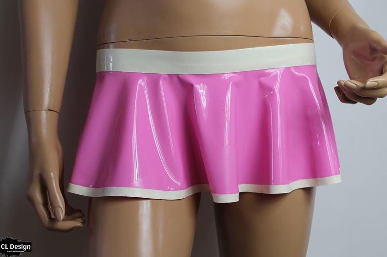 CL Design Latex Mini Skirt sexy short school girl cheerleader rubber image 5